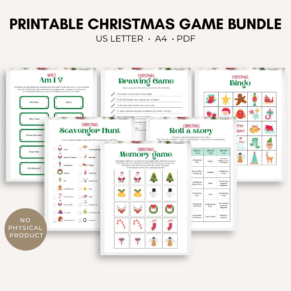 Printable Christmas Game Bundle Workspace Boosters