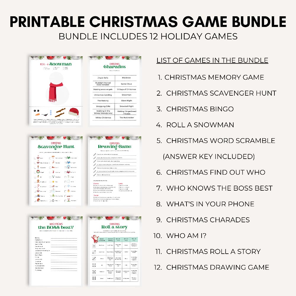 Printable Holiday Games - Workspace Boosters