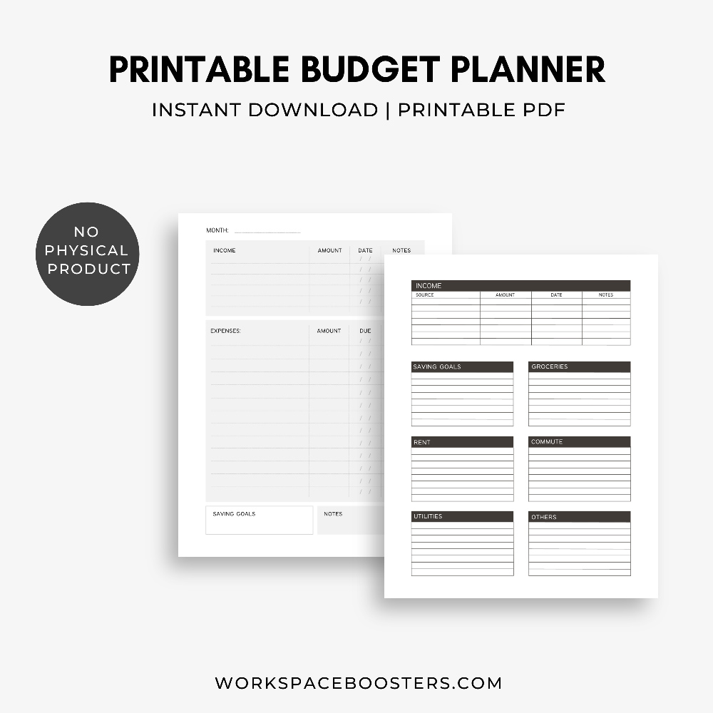 Printable Budget Planner Image 2 - Workspace Boosters